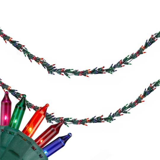 300ct. Multicolor Mini Christmas String Light Garland with Green Wire